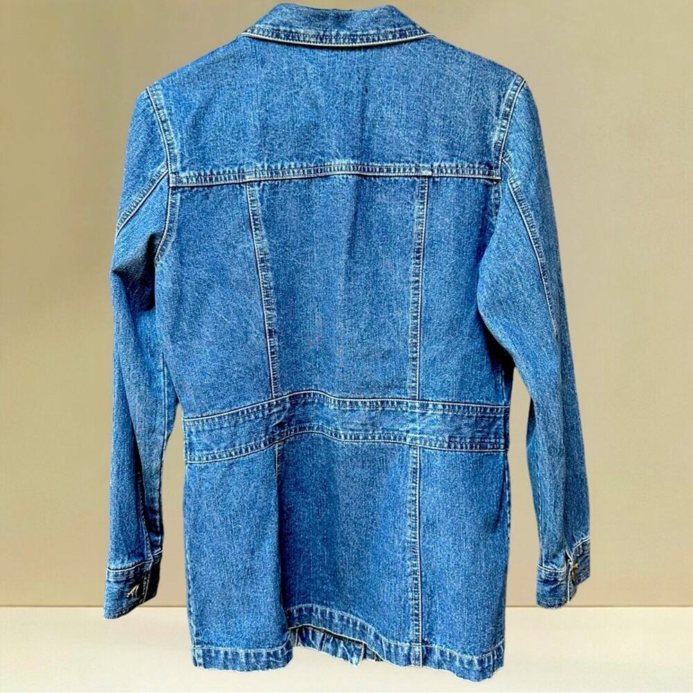 Caribbean Joe Longer denim jeans jacket size Small jean coat 100% cotton - Picture 7 of 8